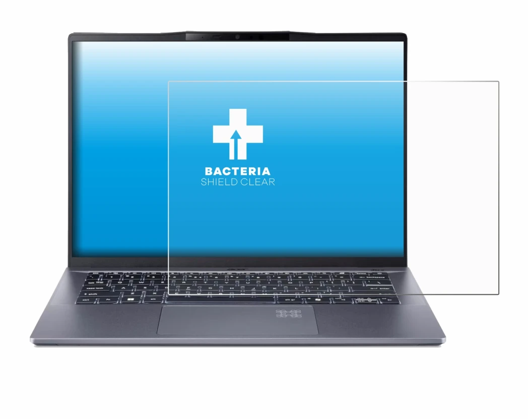 Image de l'appareil Acer Swift Go 14 AI avec une grande variété de protections d'écran.