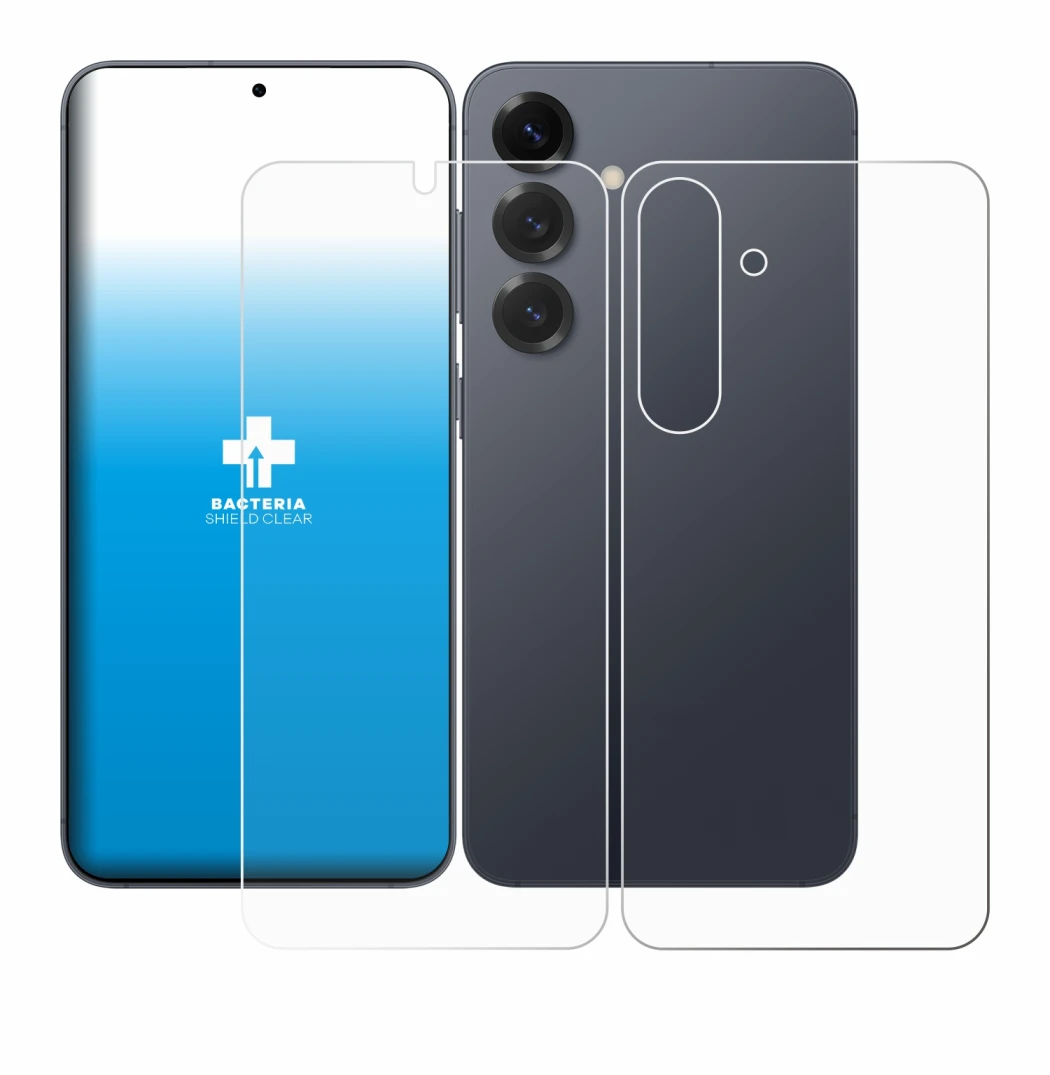 Image de l'appareil Samsung Galaxy S25 Plus (Avant+Arrière) avec une grande variété de protections d'écran.
