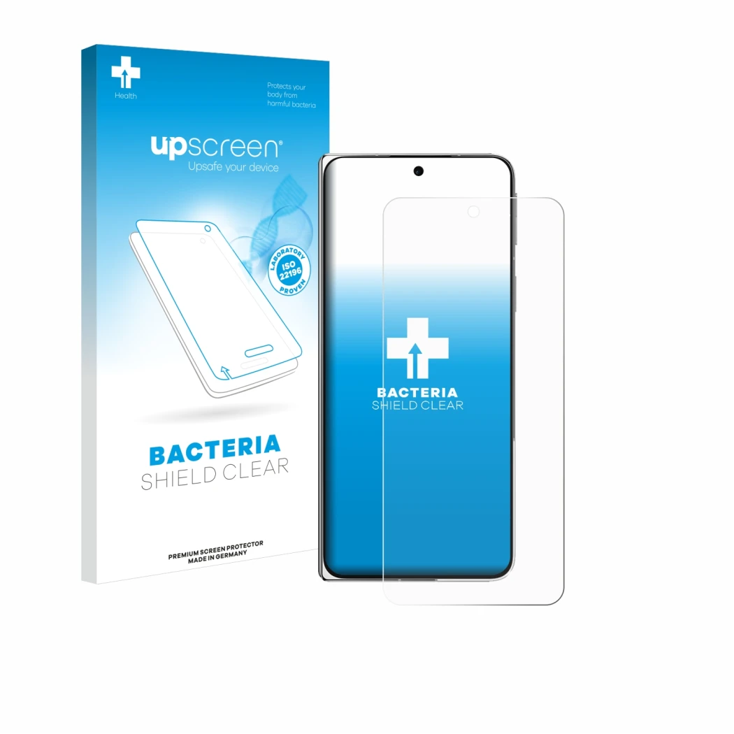 Face avant d’un emballage produit avec le logo de la marque upscreen. À côté, l’appareil Oppo Find N5 est représenté avec la p
