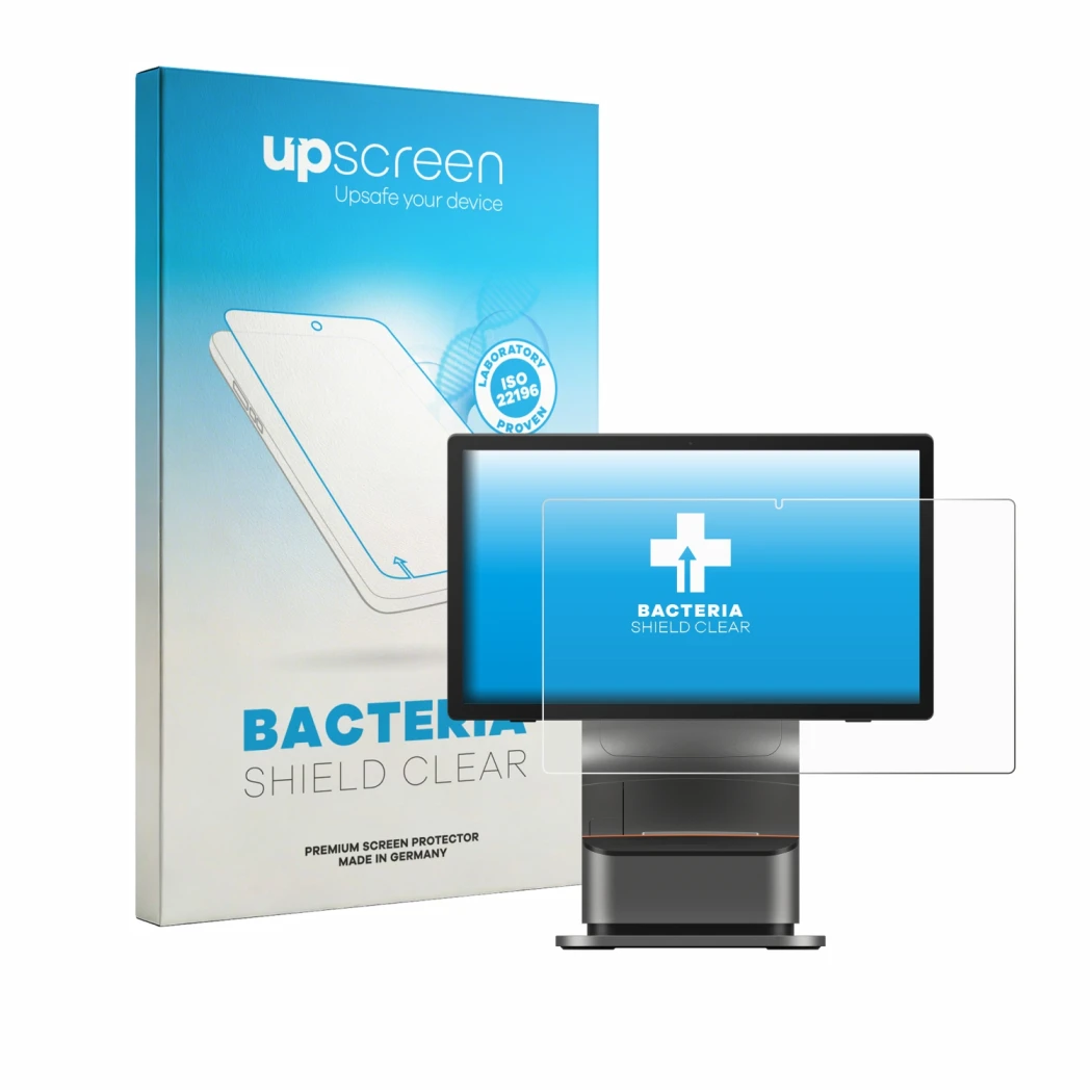 Face avant d’un emballage produit avec le logo de la marque upscreen. À côté, l’appareil Sunmi T3 Pro Max est représenté avec