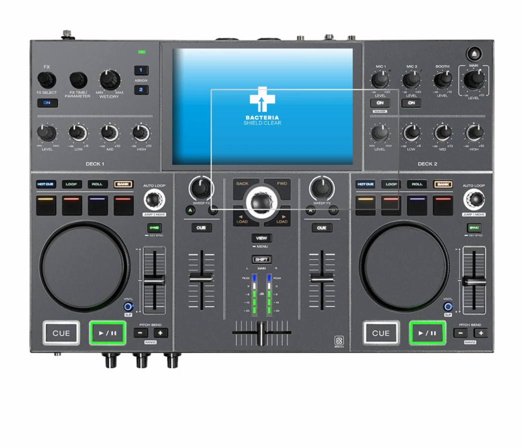 Image de l'appareil Denon DJ Prime Go+ avec une grande variété de protections d'écran.