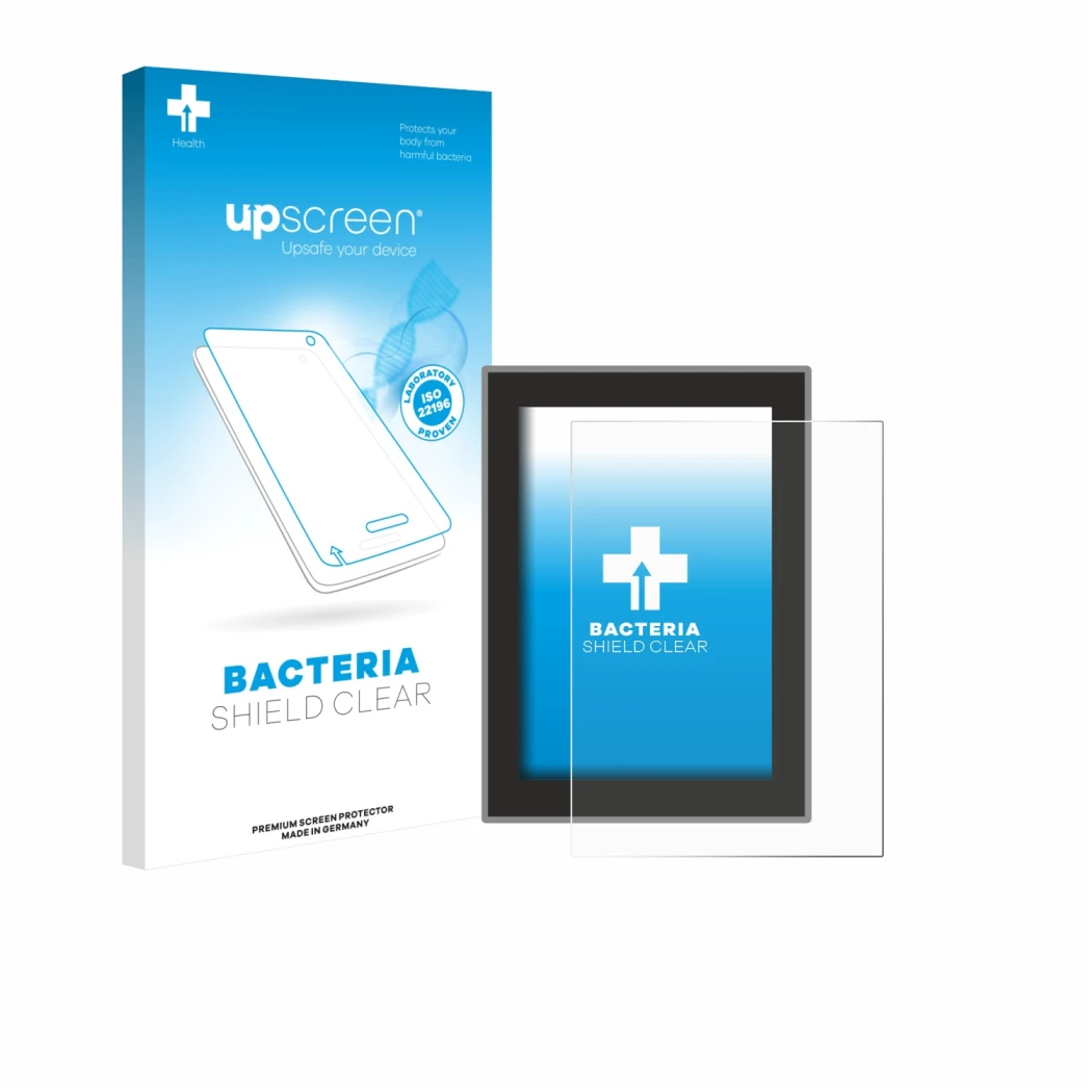 Face avant d’un emballage produit avec le logo de la marque upscreen. À côté, l’appareil Volvo S90 (2018–2024) est représenté 