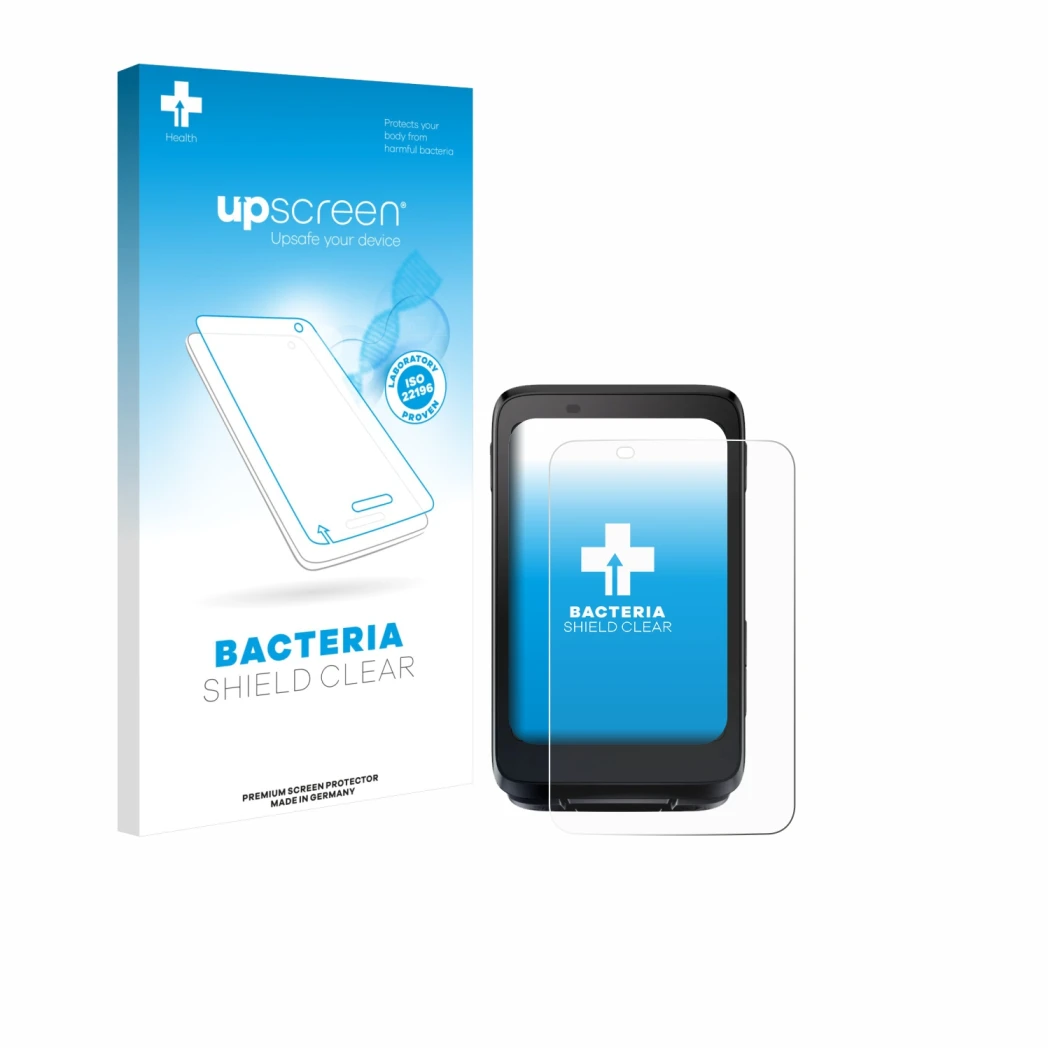 Face avant d’un emballage produit avec le logo de la marque upscreen. À côté, l’appareil iGPSPORT BiNavi est représenté avec l