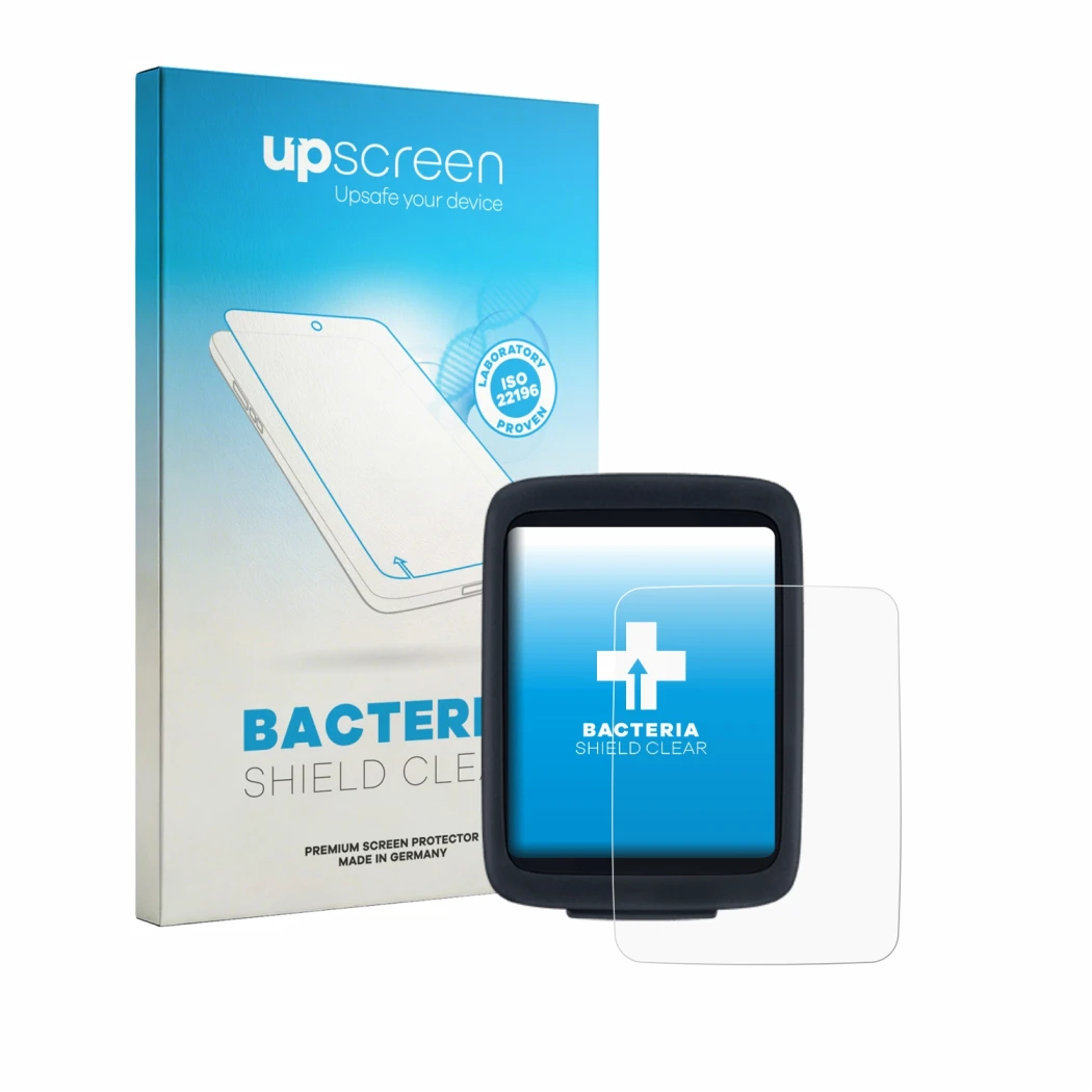 Face avant d’un emballage produit avec le logo de la marque upscreen. À côté, l’appareil Sigma BC 10.0 WR est représenté avec
