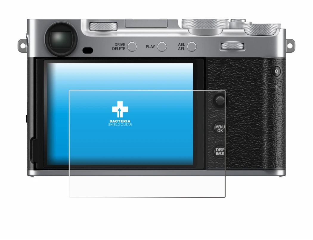 Image de l'appareil Fujifilm X-E5 avec une grande variété de protections d'écran.