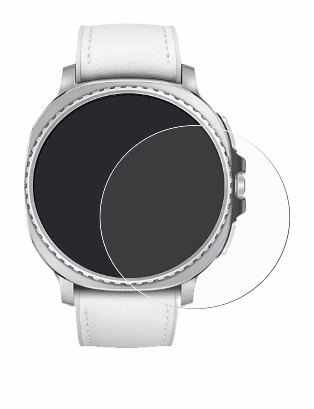Image de l'appareil Samsung Galaxy Watch 8 Classic (46 mm) avec une grande variété de protections d'écran.