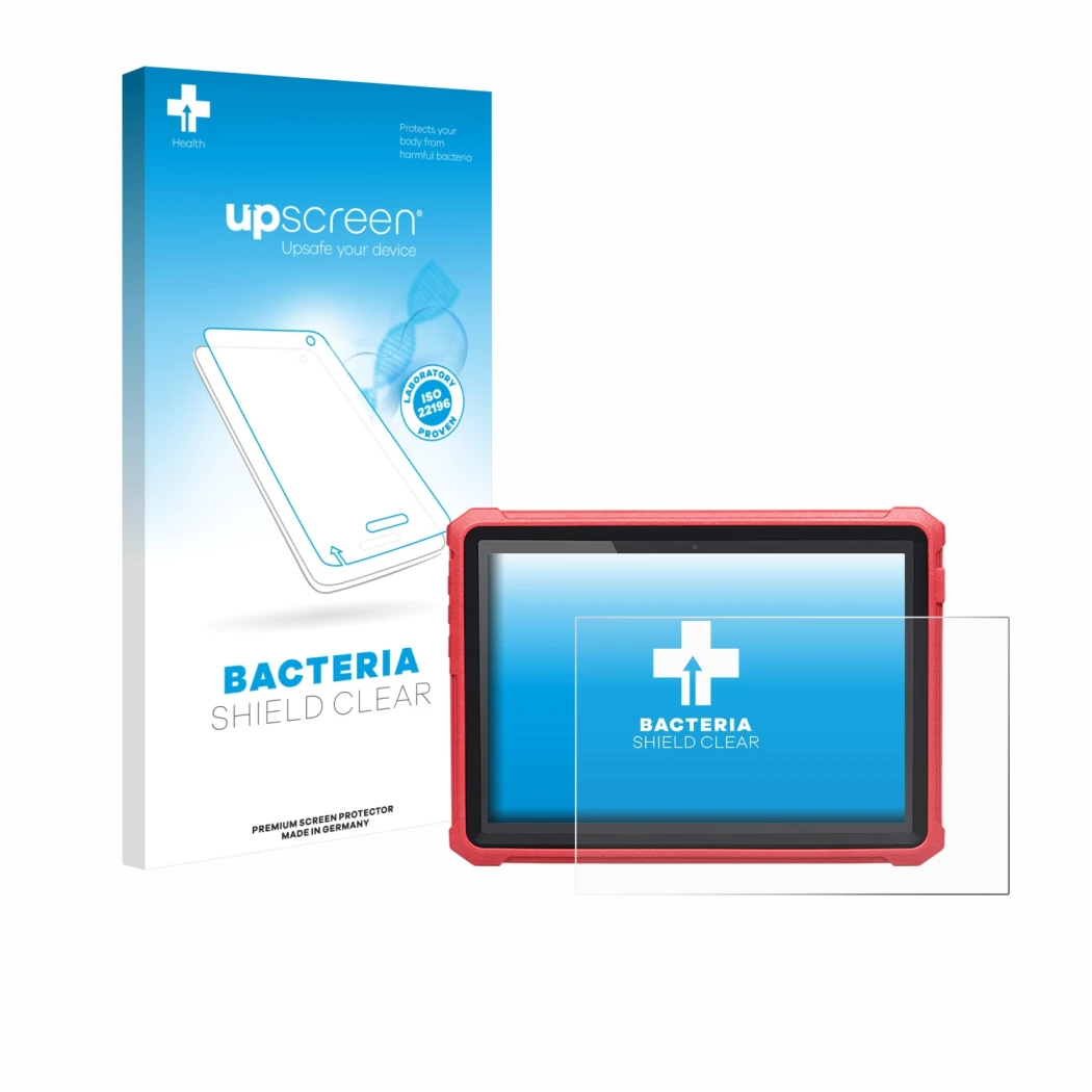 Face avant d’un emballage produit avec le logo de la marque upscreen. À côté, l’appareil Launch X-431 Pro3 V+ Elite est représ