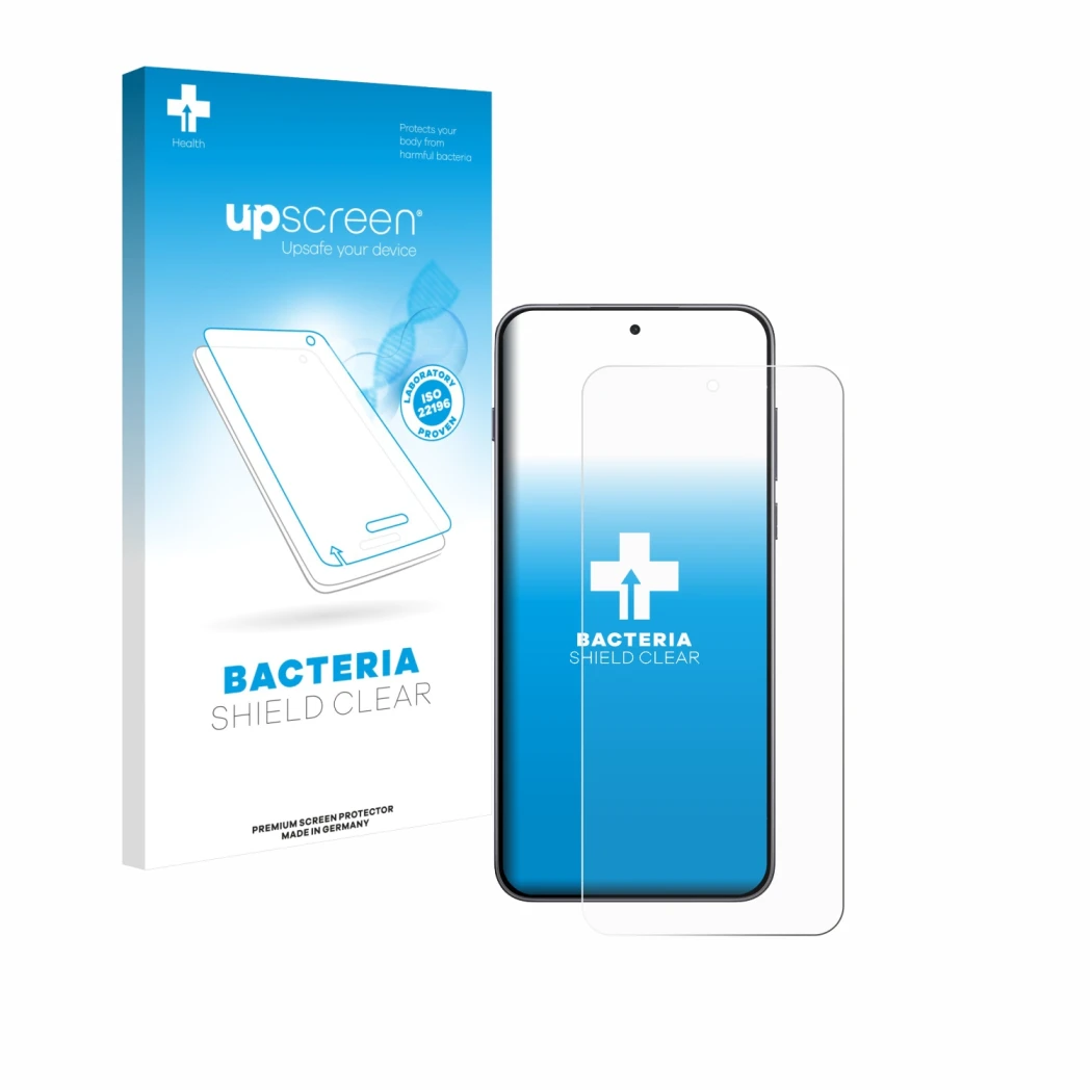 Face avant d’un emballage produit avec le logo de la marque upscreen. À côté, l’appareil OnePlus Nord 5 est représenté avec la