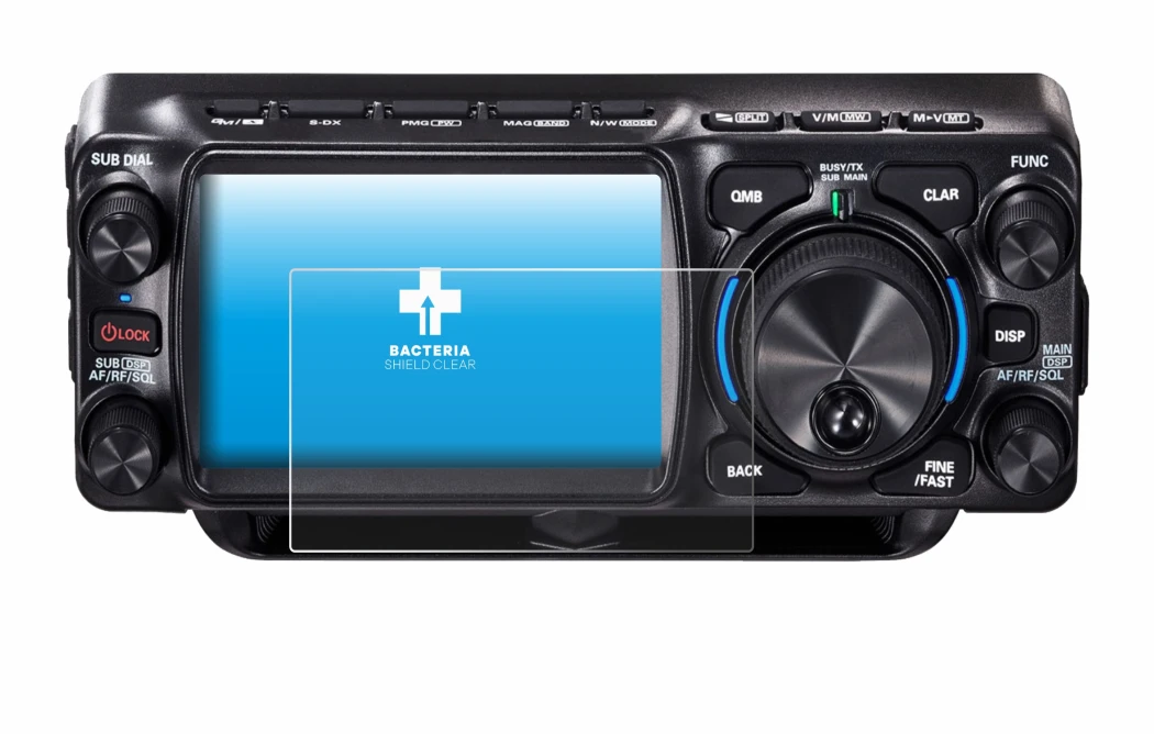Image de l'appareil Yaesu FTX-1 avec une grande variété de protections d'écran.