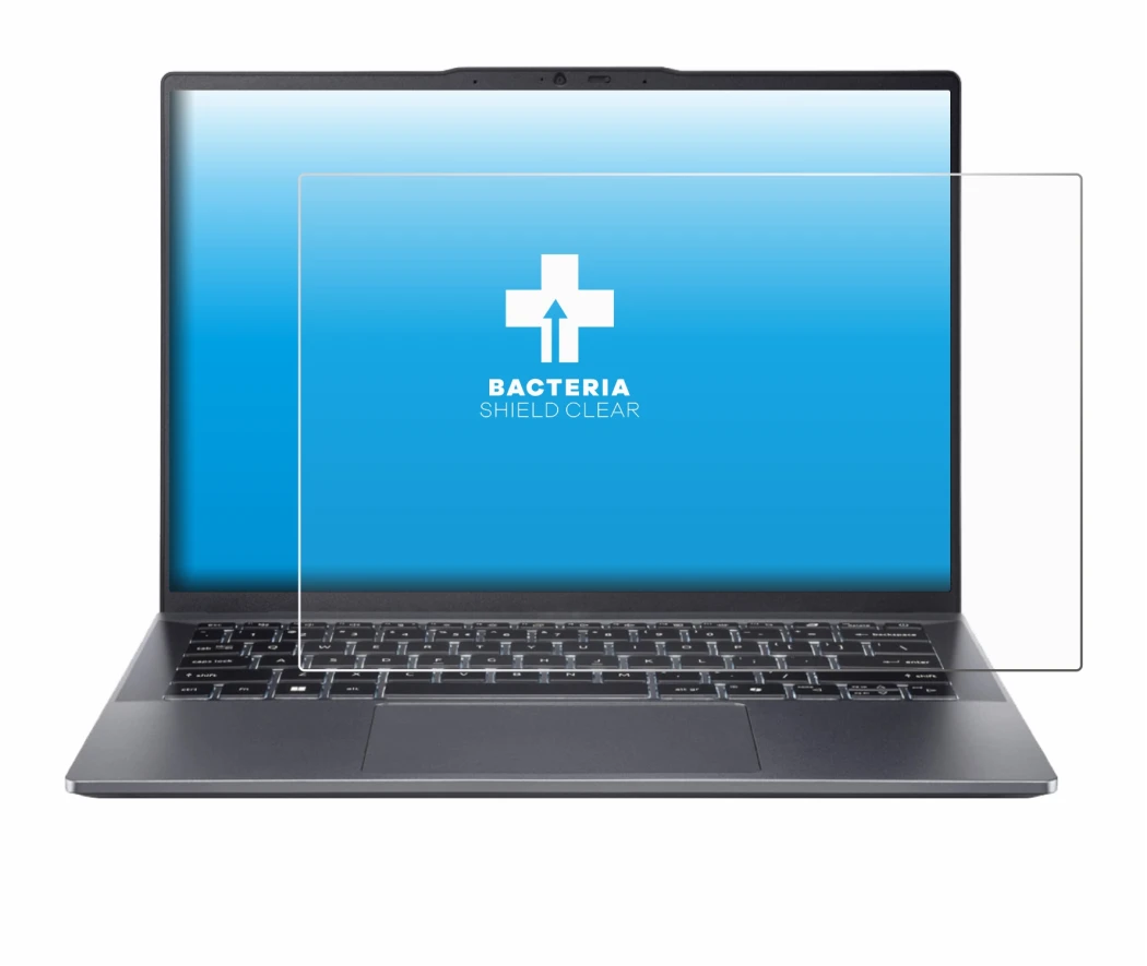 Image de l'appareil Acer Swift Go 14 OLED avec une grande variété de protections d'écran.