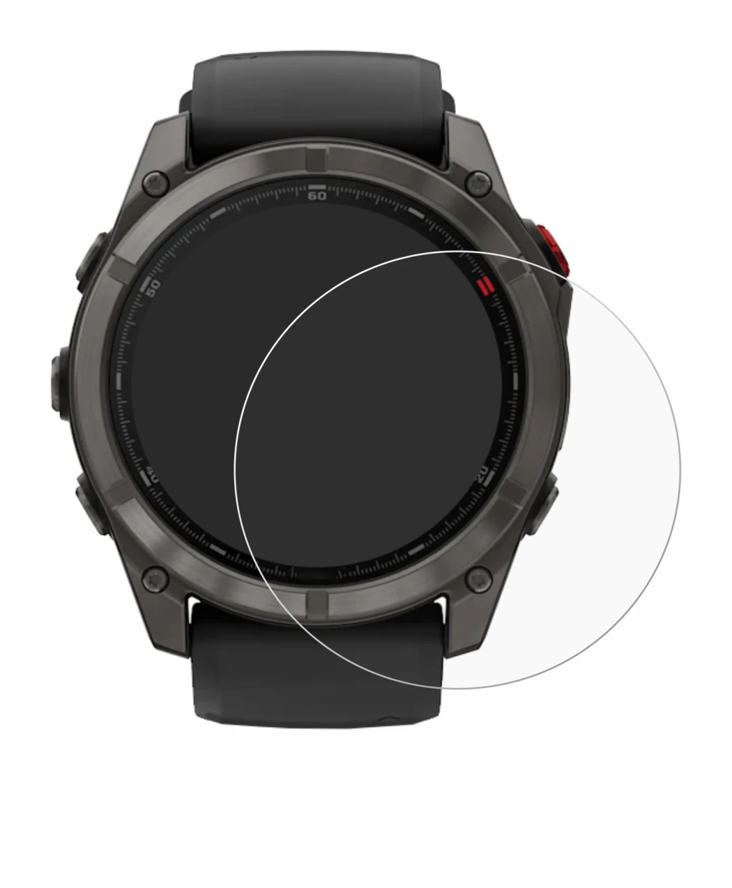 Image de l'appareil Garmin Fenix 8 Pro AMOLED (47 mm) avec une grande variété de protections d'écran.
