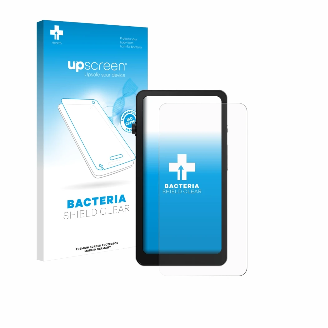 Face avant d’un emballage produit avec le logo de la marque upscreen. À côté, l’appareil DuRoBo Krono est représenté avec la p