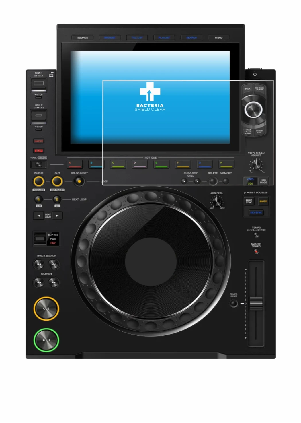 Image de l'appareil Pioneer CDJ 3000X avec une grande variété de protections d'écran.
