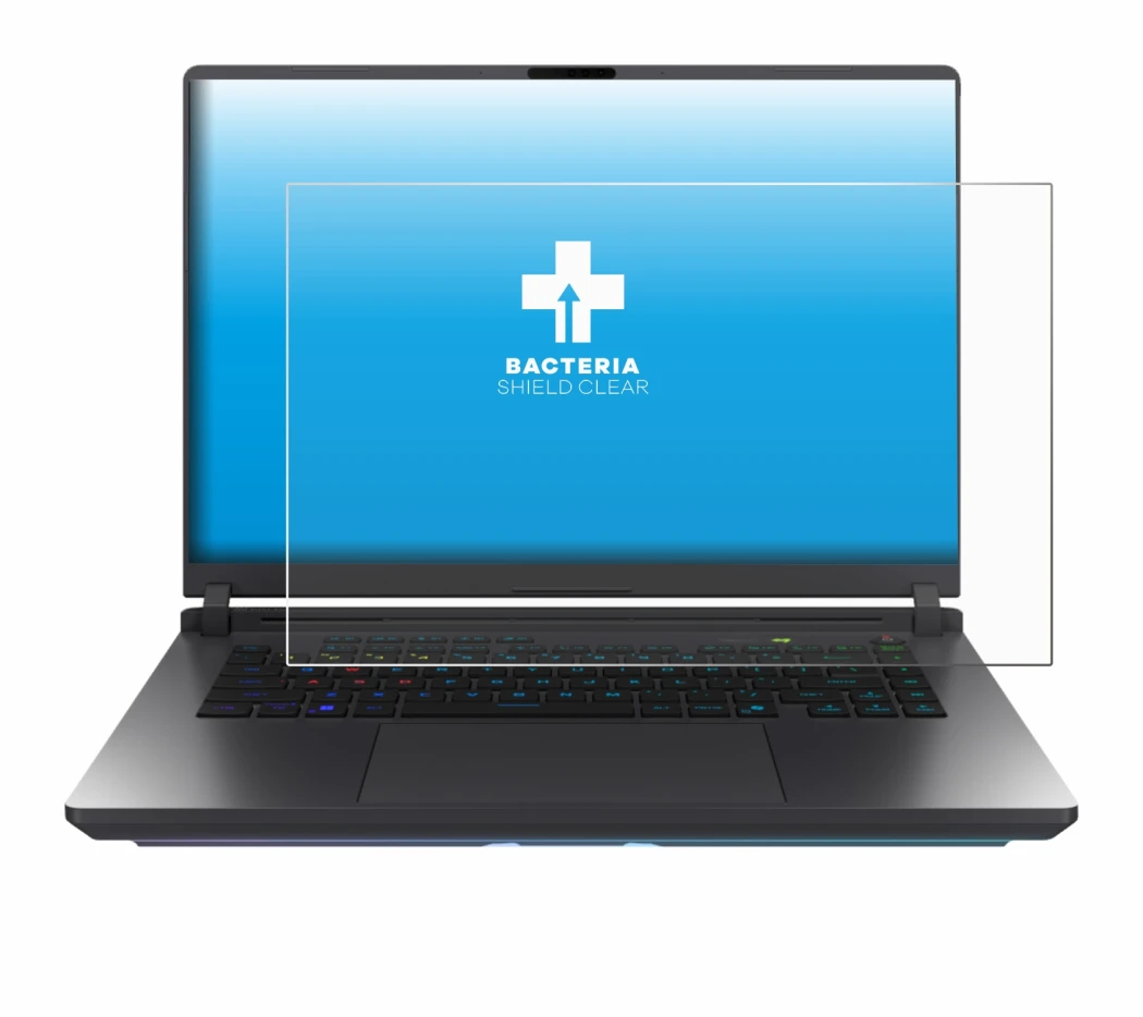 Image de l'appareil ASUS ROG Strix G16 2025 avec une grande variété de protections d'écran.