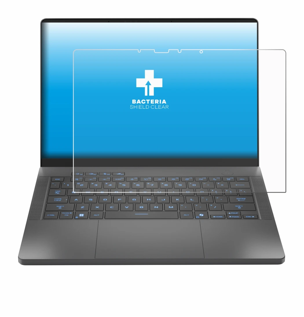 Image de l'appareil ASUS ROG Zephyrus G14 2025 GA403 avec une grande variété de protections d'écran.