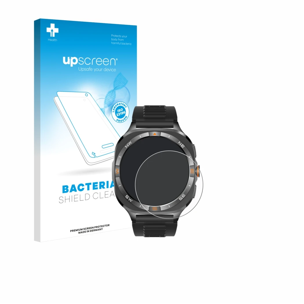 Face avant d’un emballage produit avec le logo de la marque upscreen. À côté, l’appareil Rollme GT5S est représenté avec la pr