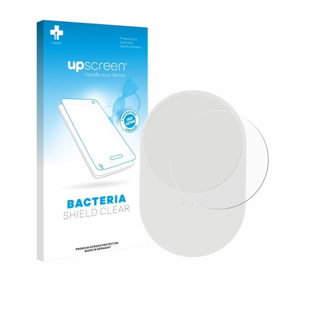 Face avant d’un emballage produit avec le logo de la marque upscreen. À côté, l’appareil Ikea Bilresa est représenté avec la p