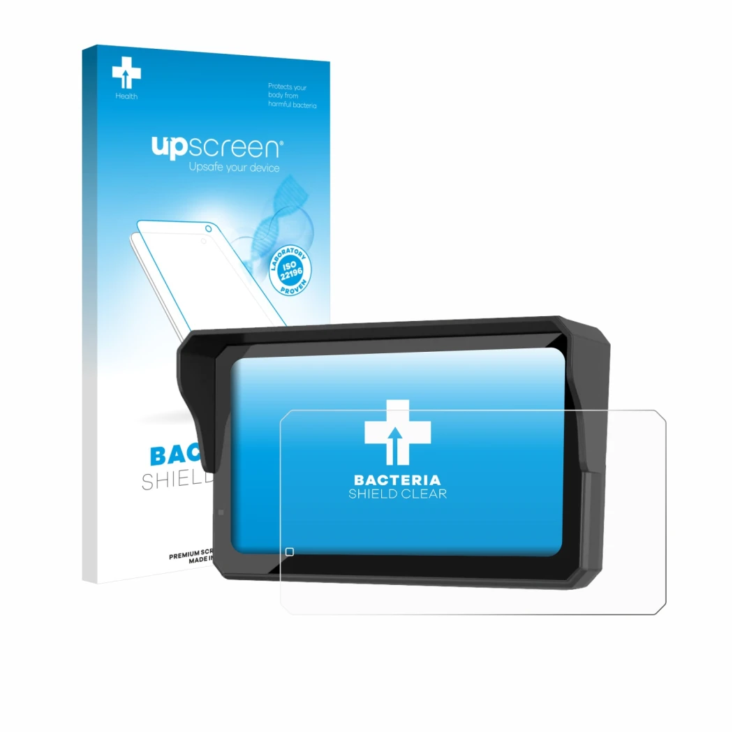 Face avant d’un emballage produit avec le logo de la marque upscreen. À côté, l’appareil Carpuride W602S Pro est représenté av