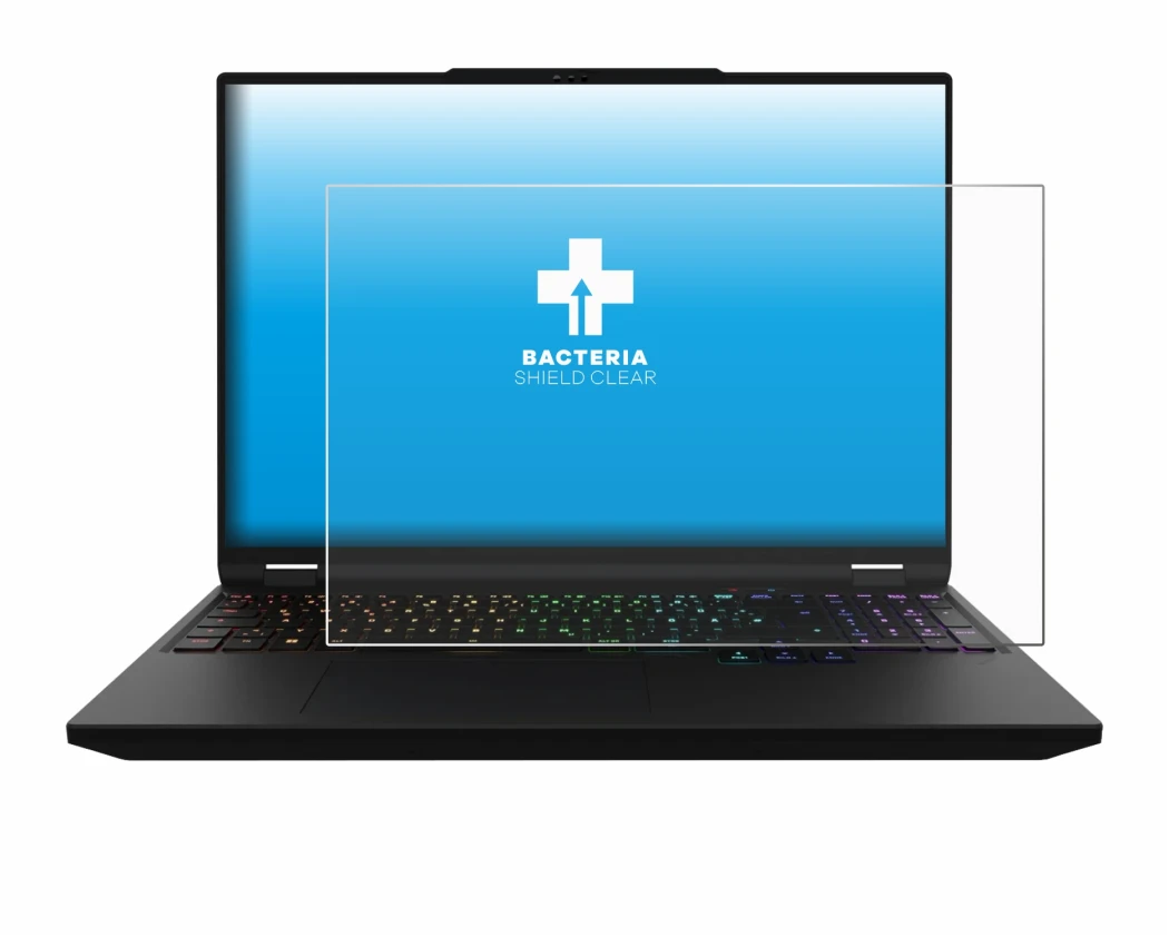 Image de l'appareil XMG Apex 16 Max avec une grande variété de protections d'écran.