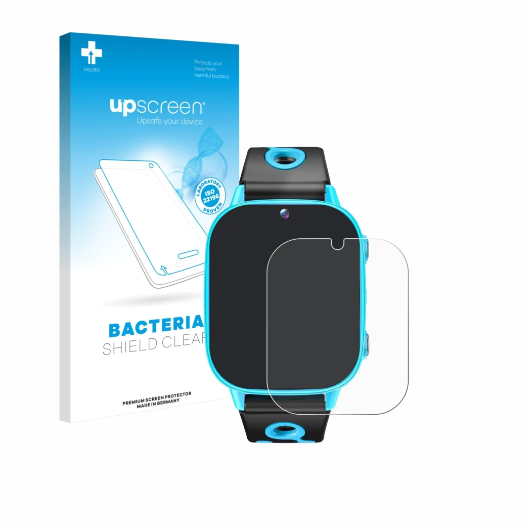 Face avant d’un emballage produit avec le logo de la marque upscreen. À côté, l’appareil idomars M003bk 1.8