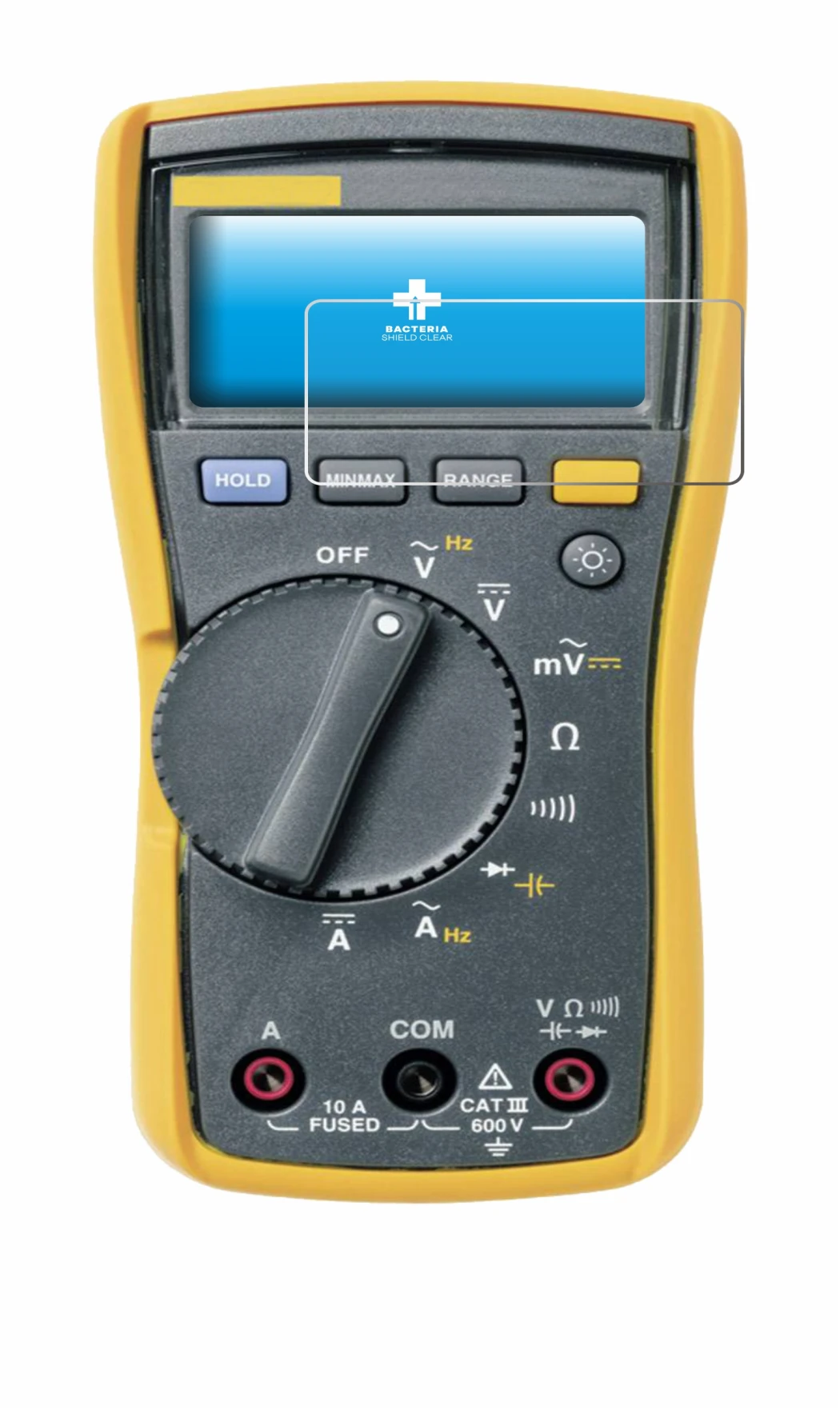 Image de l'appareil Fluke MultiMeter 115 avec une grande variété de protections d'écran.