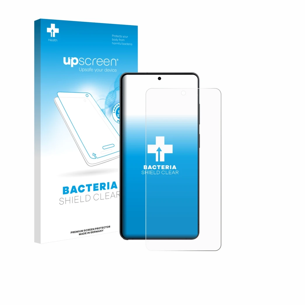Face avant d’un emballage produit avec le logo de la marque upscreen. À côté, l’appareil Samsung Galaxy S26 Ultra est représen