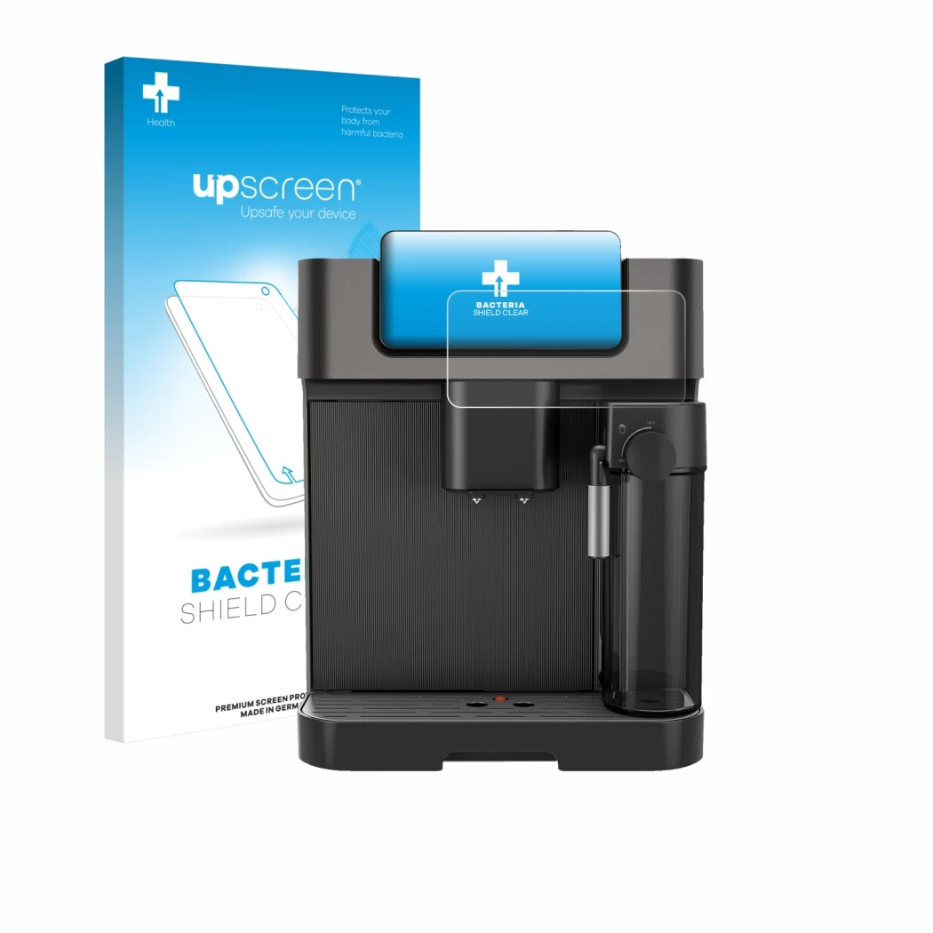 Face avant d’un emballage produit avec le logo de la marque upscreen. À côté, l’appareil Grundig KVA 7230 est représenté avec 