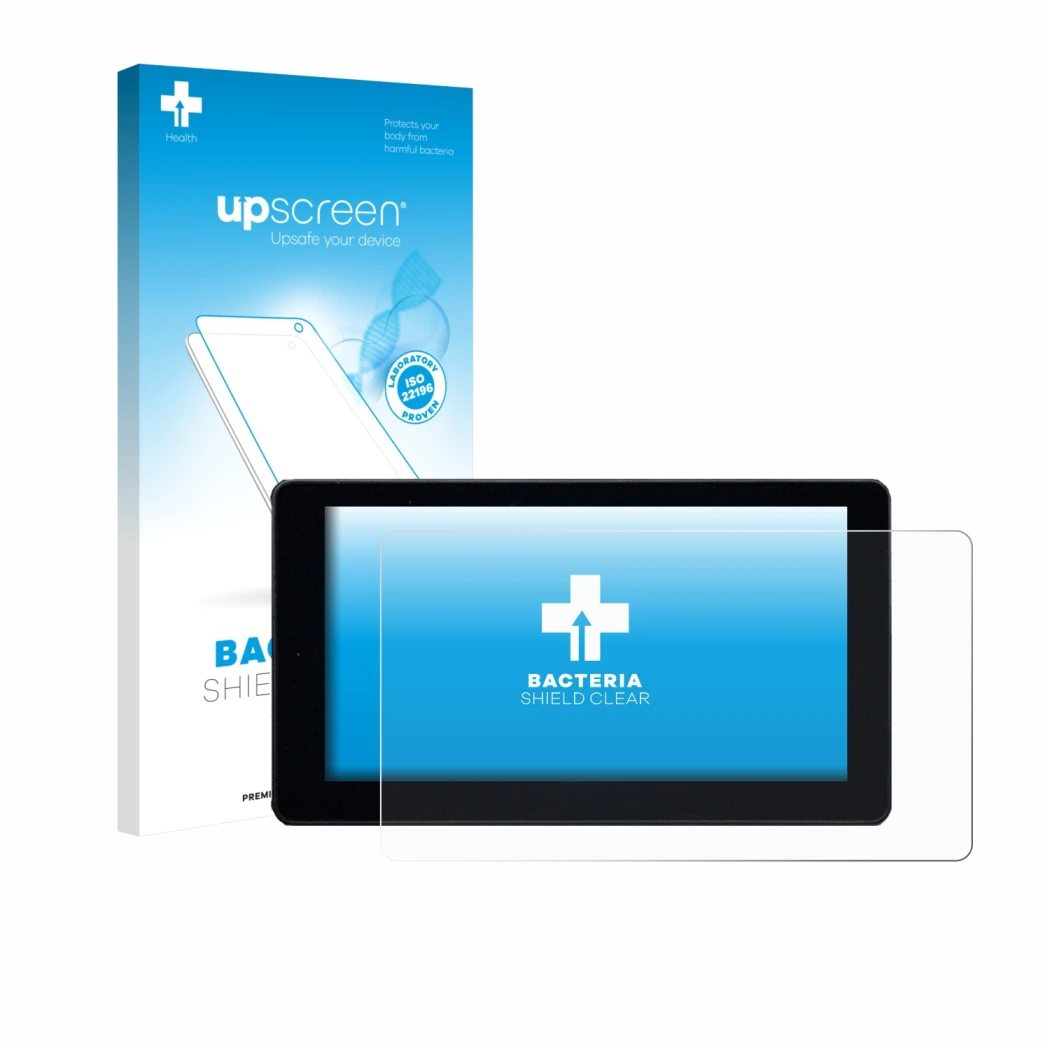 Face avant d’un emballage produit avec le logo de la marque upscreen. À côté, l’appareil Zontes 368K est représenté avec la pr