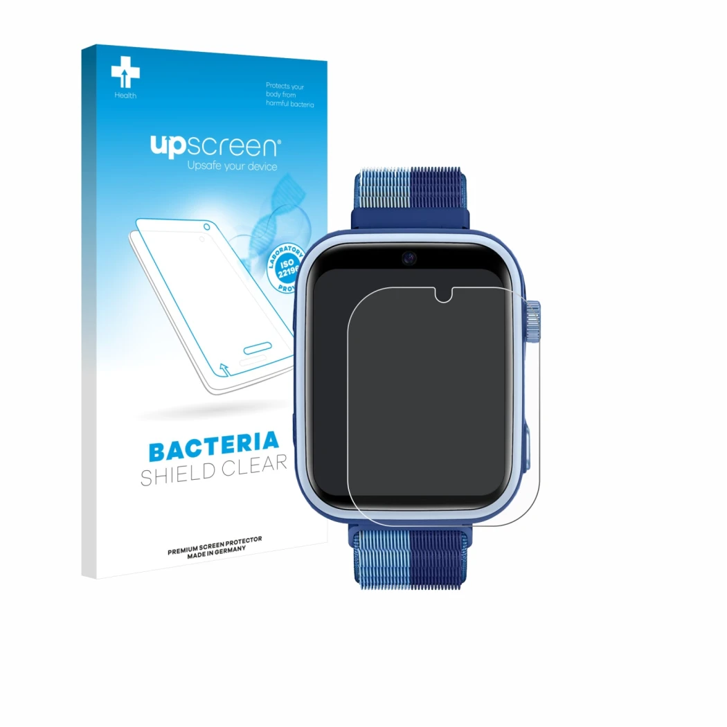 Face avant d’un emballage produit avec le logo de la marque upscreen. À côté, l’appareil Oliimptek T45 est représenté avec la 