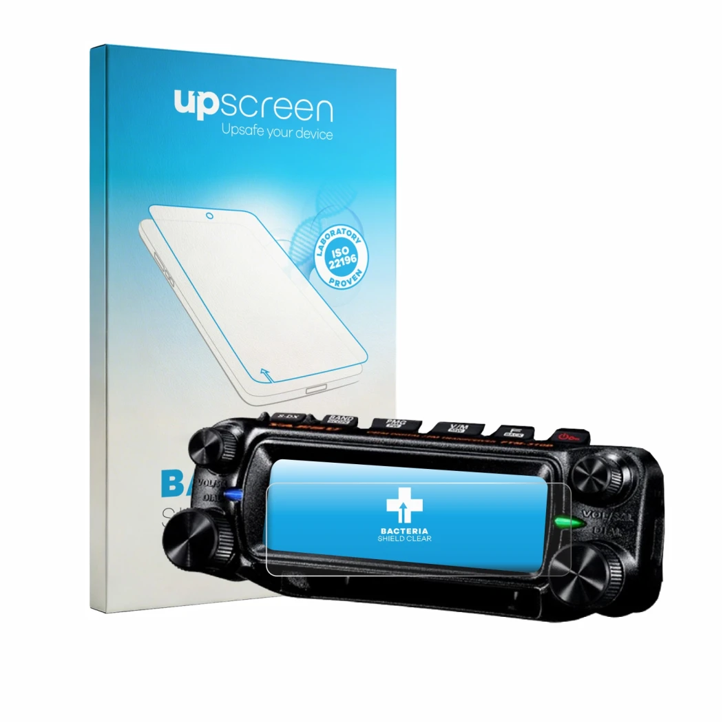 Face avant d’un emballage produit avec le logo de la marque upscreen. À côté, l’appareil Yaesu FTM-310 est représenté avec la