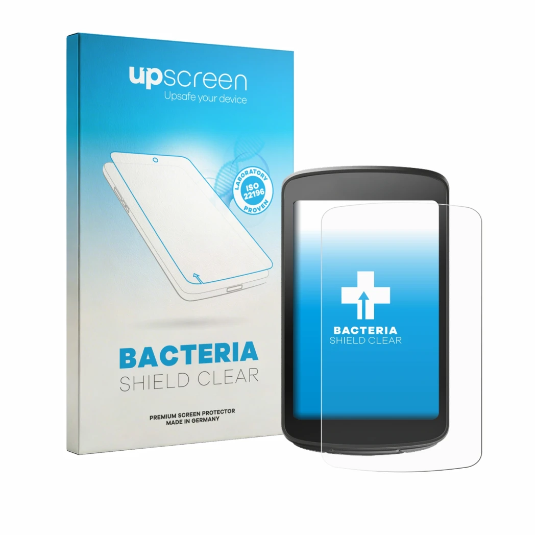Face avant d’un emballage produit avec le logo de la marque upscreen. À côté, l’appareil Magene C706 est représenté avec la pr