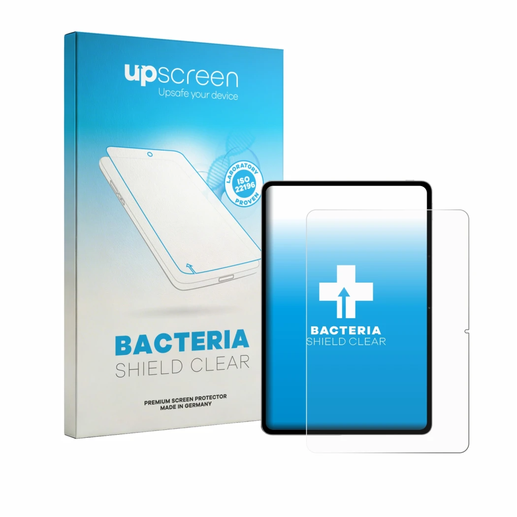 Face avant d’un emballage produit avec le logo de la marque upscreen. À côté, l’appareil Vivo Pad 6 Pro est représenté avec la