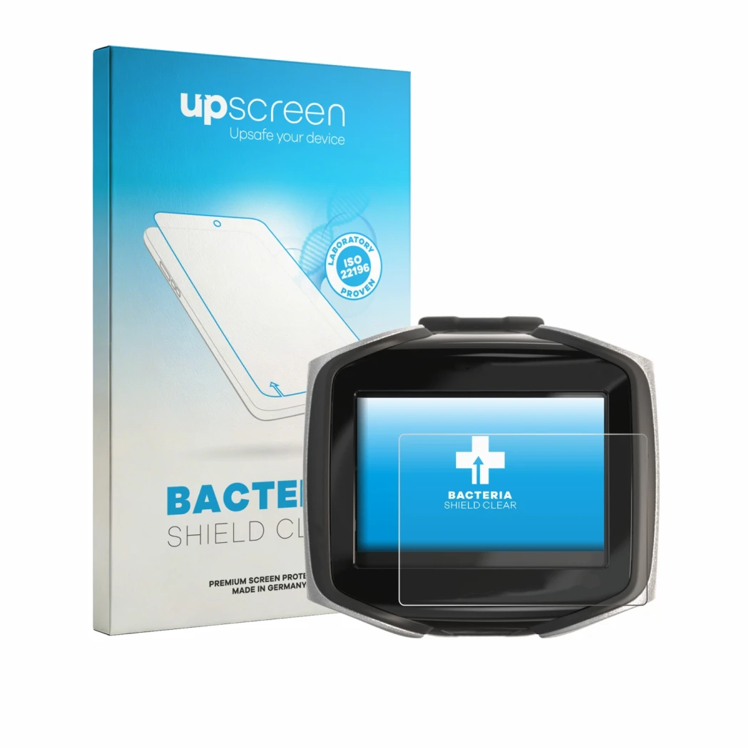 Face avant d’un emballage produit avec le logo de la marque upscreen. À côté, l’appareil Mares Quad CI est représenté avec la