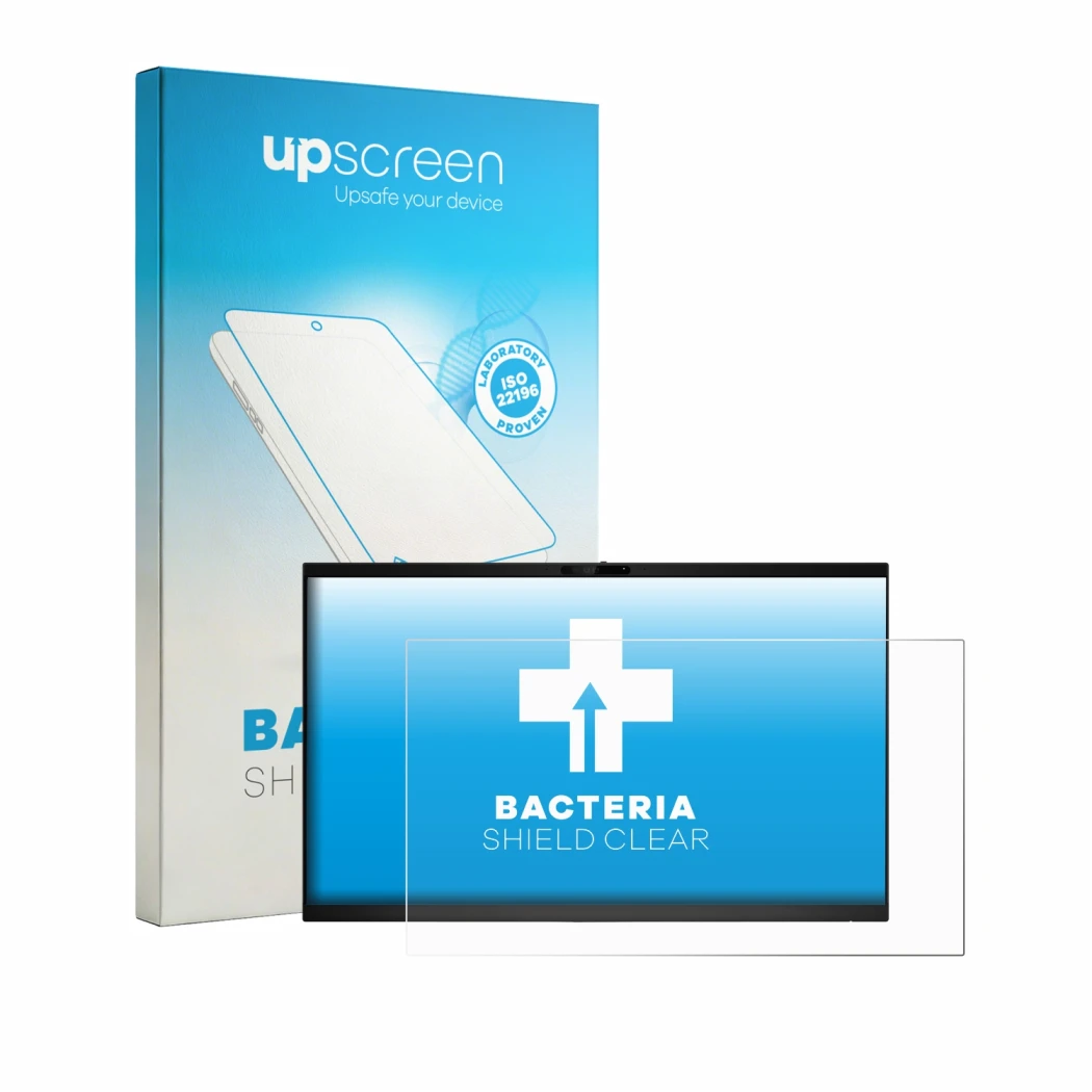 Face avant d’un emballage produit avec le logo de la marque upscreen. À côté, l’appareil Dell Pro 24 E2426HB est représenté av
