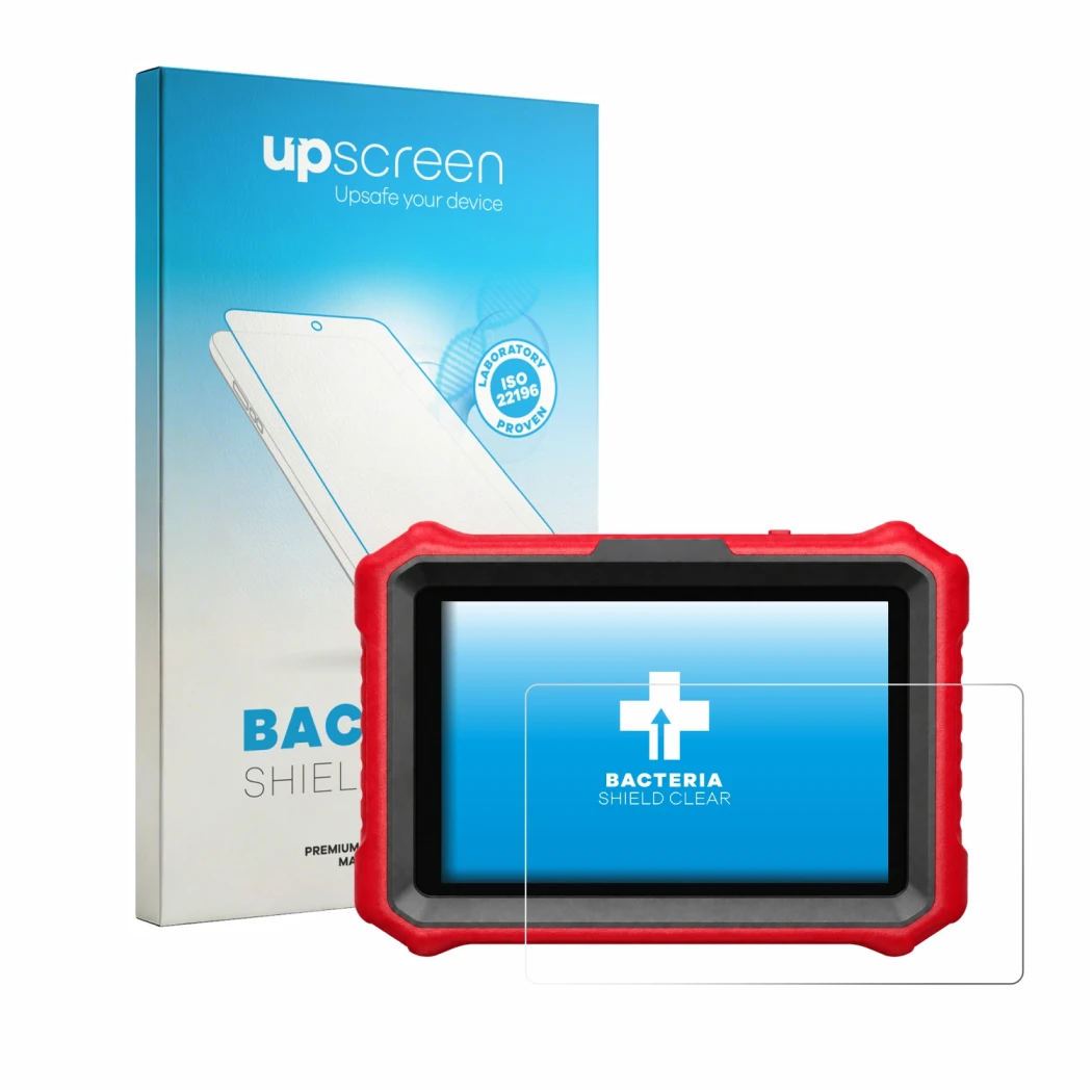 Face avant d’un emballage produit avec le logo de la marque upscreen. À côté, l’appareil KINGBOLEN K8 Pro est représenté avec