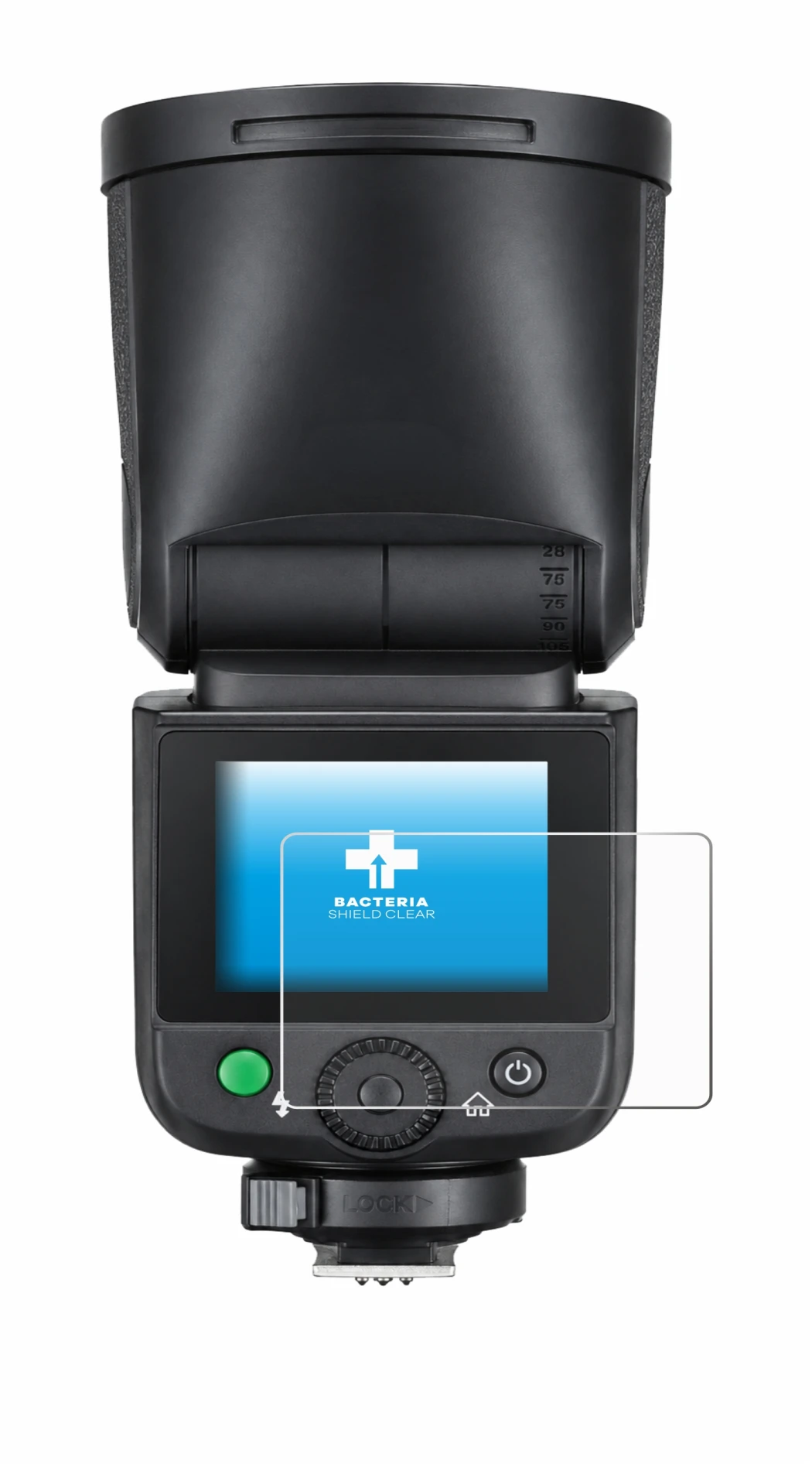 Image de l'appareil Godox V1 mid avec une grande variété de protections d'écran.