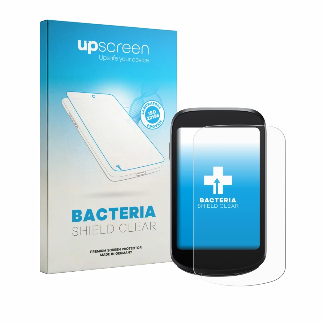 Face avant d’un emballage produit avec le logo de la marque upscreen. À côté, l’appareil iGPSPORT BSC500 est représenté avec l
