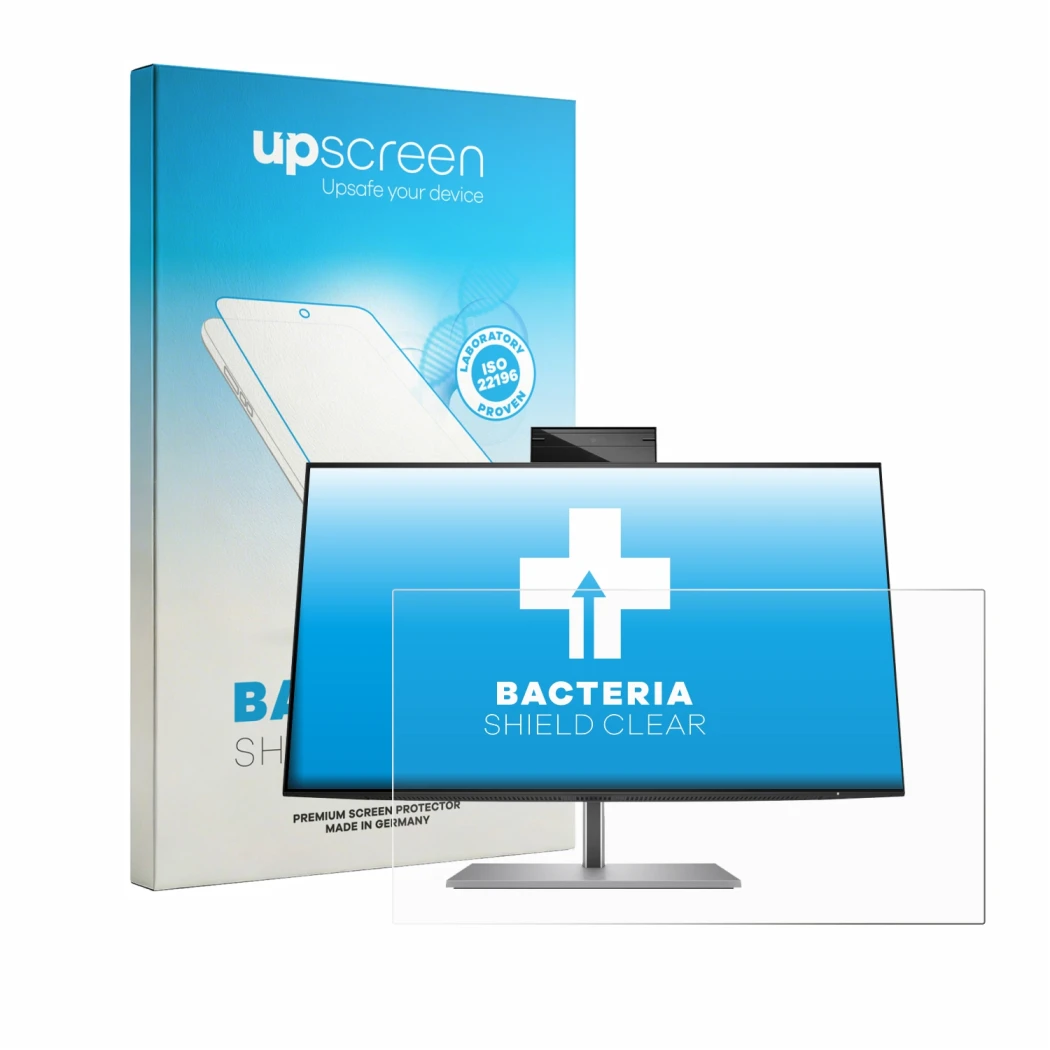Face avant d’un emballage produit avec le logo de la marque upscreen. À côté, l’appareil HP Z24m G3 est représenté avec la pro