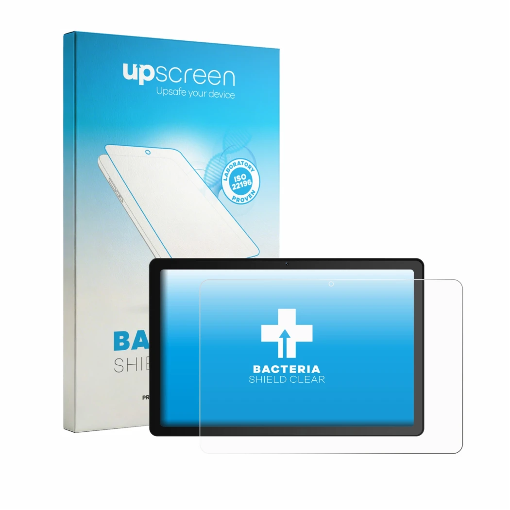 Face avant d’un emballage produit avec le logo de la marque upscreen. À côté, l’appareil Wqplo G13 est représenté avec la prot