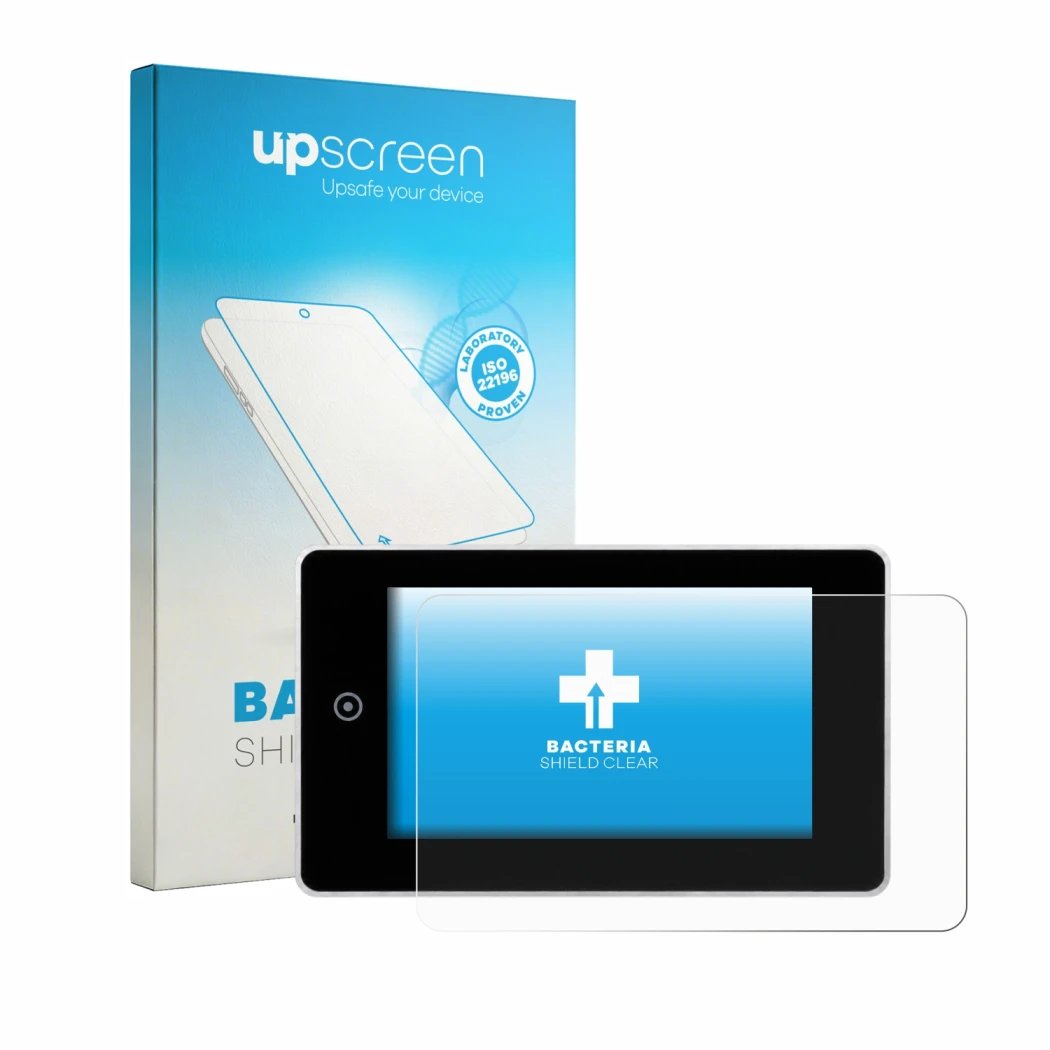 Face avant d’un emballage produit avec le logo de la marque upscreen. À côté, l’appareil Balearis PRO 3 est représenté avec la