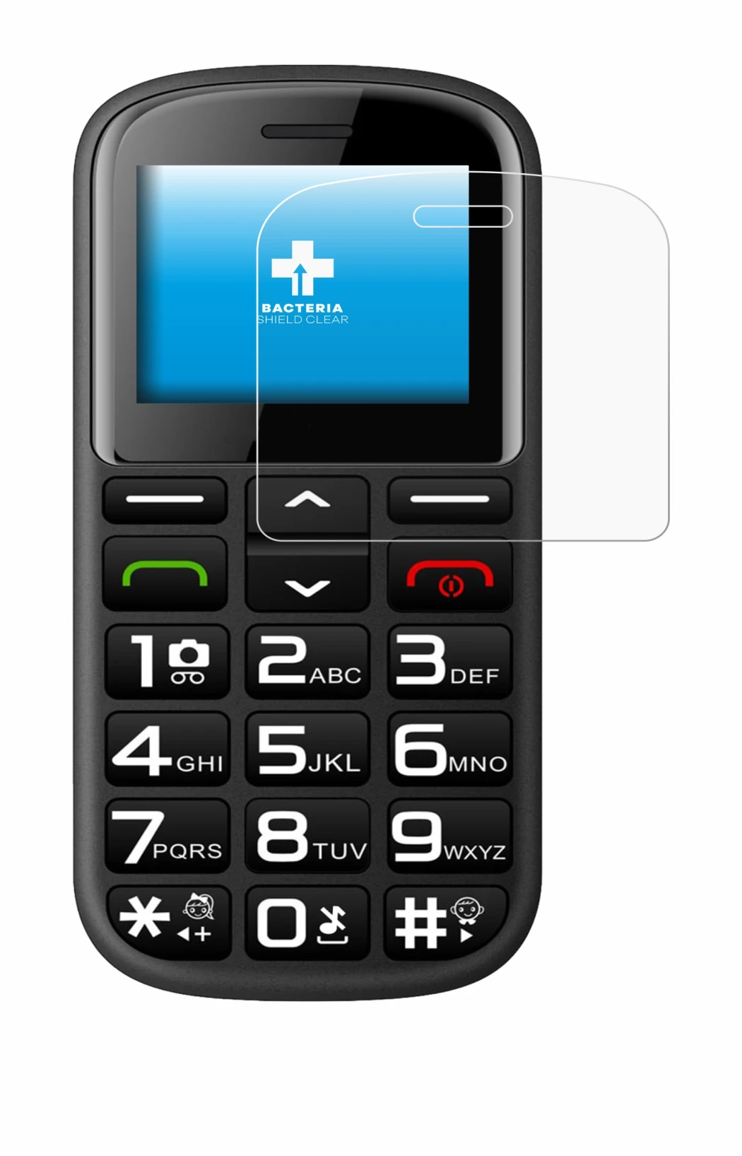 Image de l'appareil artfone CS182 avec une grande variété de protections d'écran.