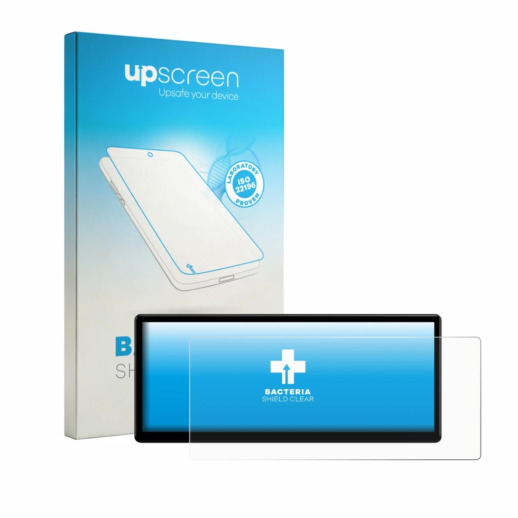 Face avant d’un emballage produit avec le logo de la marque upscreen. À côté, l’appareil Xtrons QWBX24CCB12E92 est représenté 
