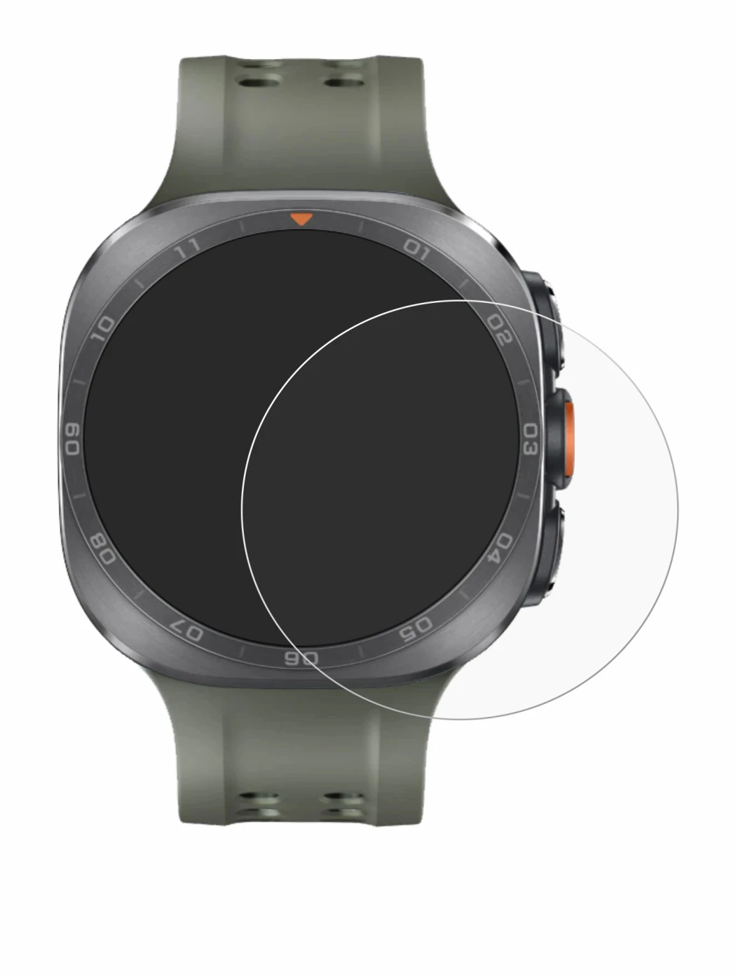 Image de l'appareil Samsung Galaxy Watch Ultra 2 (47 mm) avec une grande variété de protections d'écran.