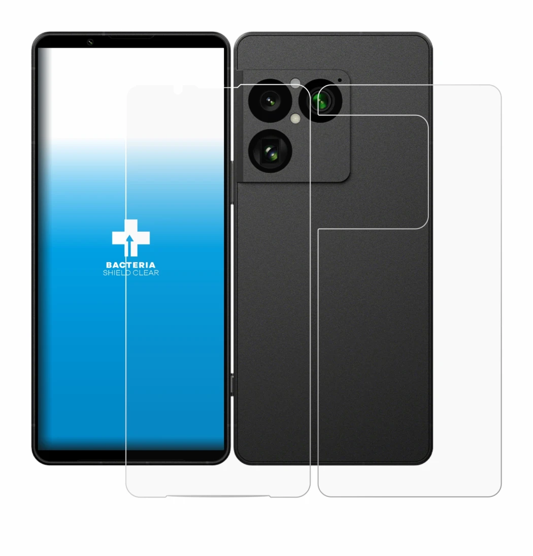 Image de l'appareil Sony Xperia 1 VIII (Avant+Arrière) avec une grande variété de protections d'écran.