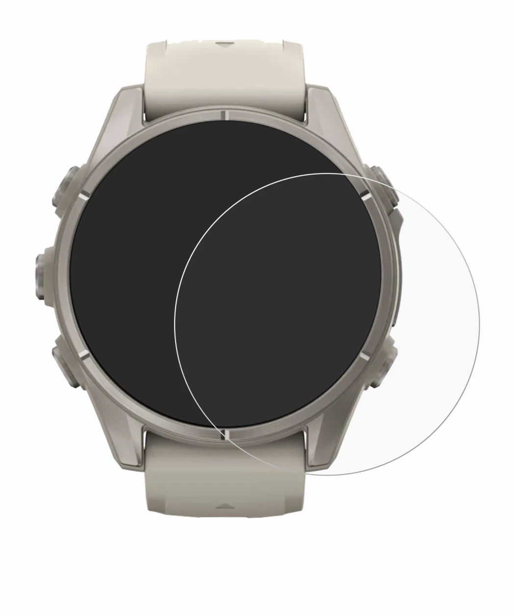 Image de l'appareil Garmin Fenix 9 (43 mm) avec une grande variété de protections d'écran.