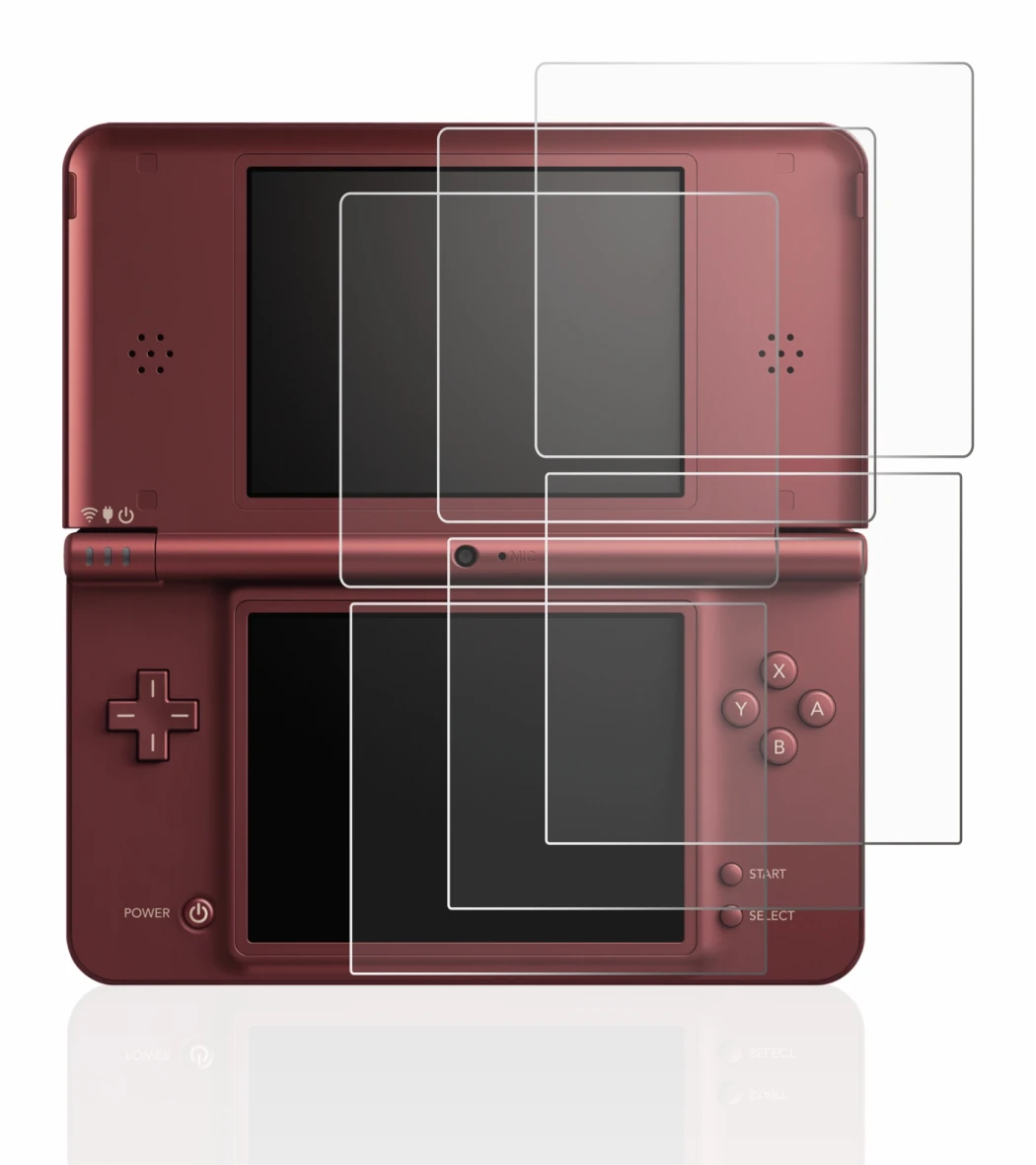 Image de l'appareil Nintendo DSi XL avec une grande variété de protections d'écran.