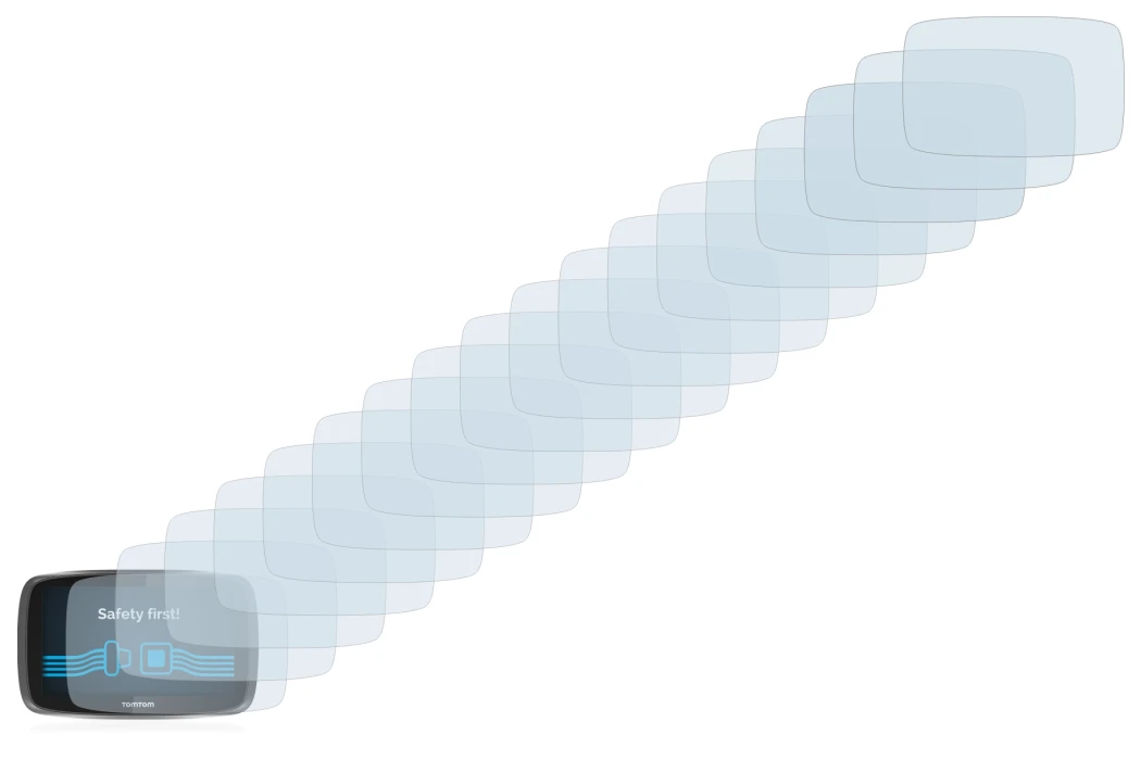 Image de l'appareil TomTom GO 5000 avec une grande variété de protections d'écran.