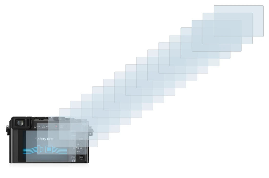 Image de l'appareil Panasonic Lumix DMC-LX100 avec une grande variété de protections d'écran.