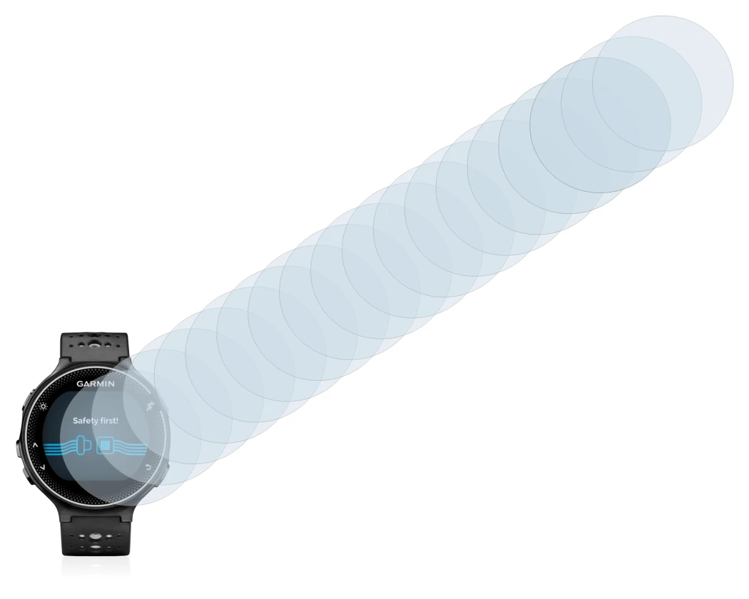 Image de l'appareil Garmin Forerunner 230 avec une grande variété de protections d'écran.