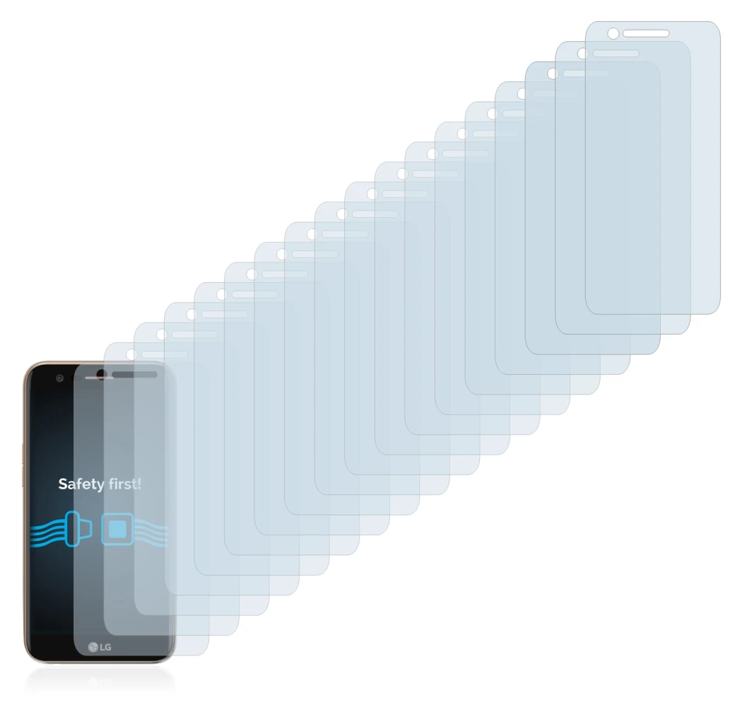 Image de l'appareil LG K10 2017 avec une grande variété de protections d'écran.